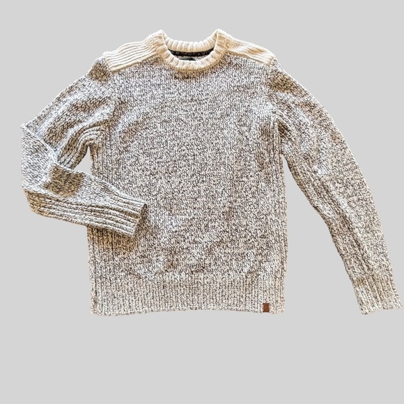 Roots men's cotton blend crew neck salt and pepper sweater size M - Picture 1 of 16
